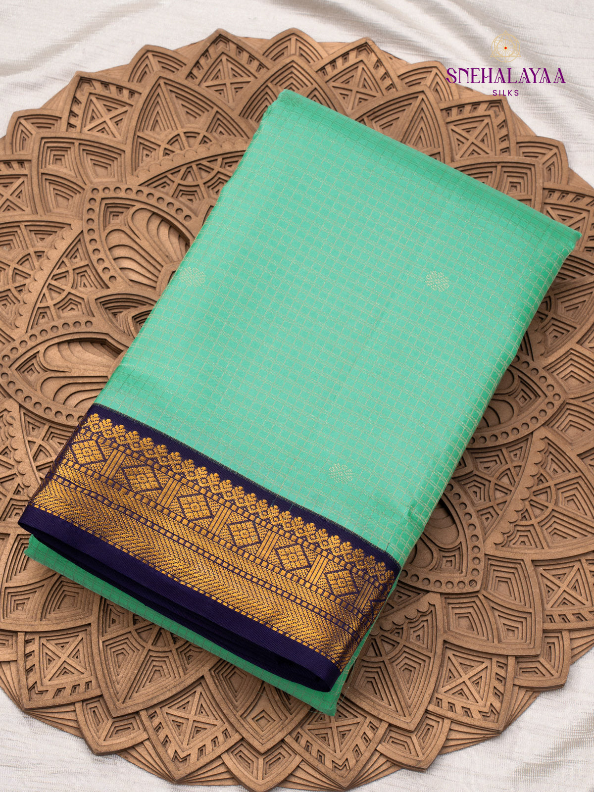 Teal Blue Kanjivaram Silk Saree